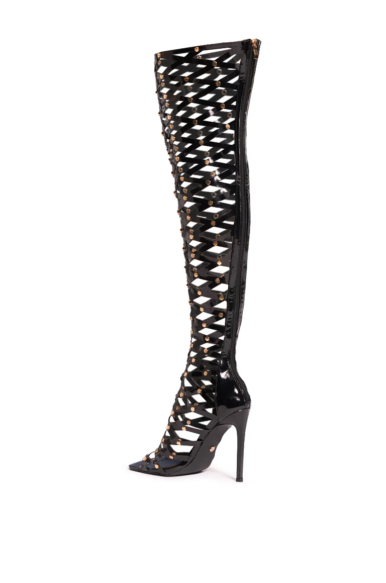Long Cage-Like High-Heeled Sandals