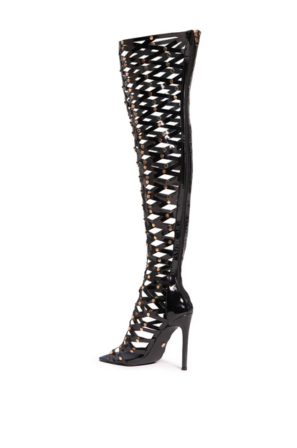 Long Cage-Like High-Heeled Sandals