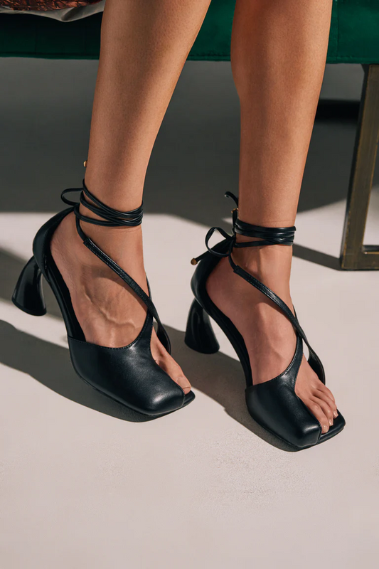 Open-Toe Asymmetrical Strappy Arched Heel Roman High Heels