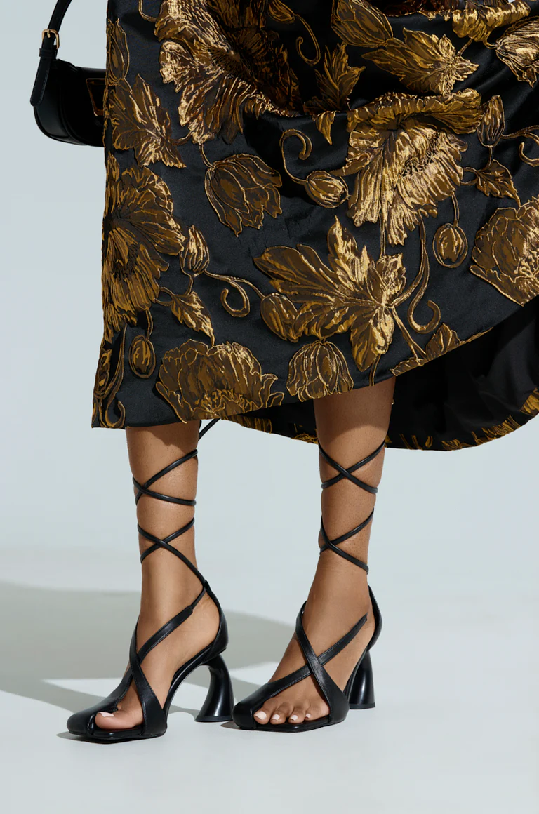 Open-Toe Asymmetrical Strappy Arched Heel Roman High Heels