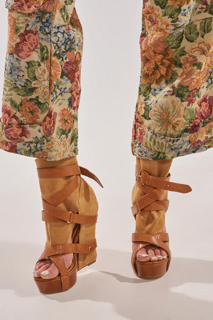 Faux Suede Wedge Sandals