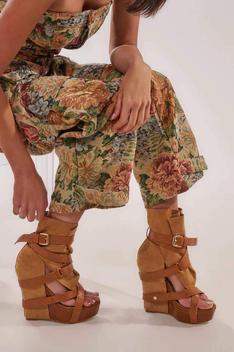 Faux Suede Wedge Sandals