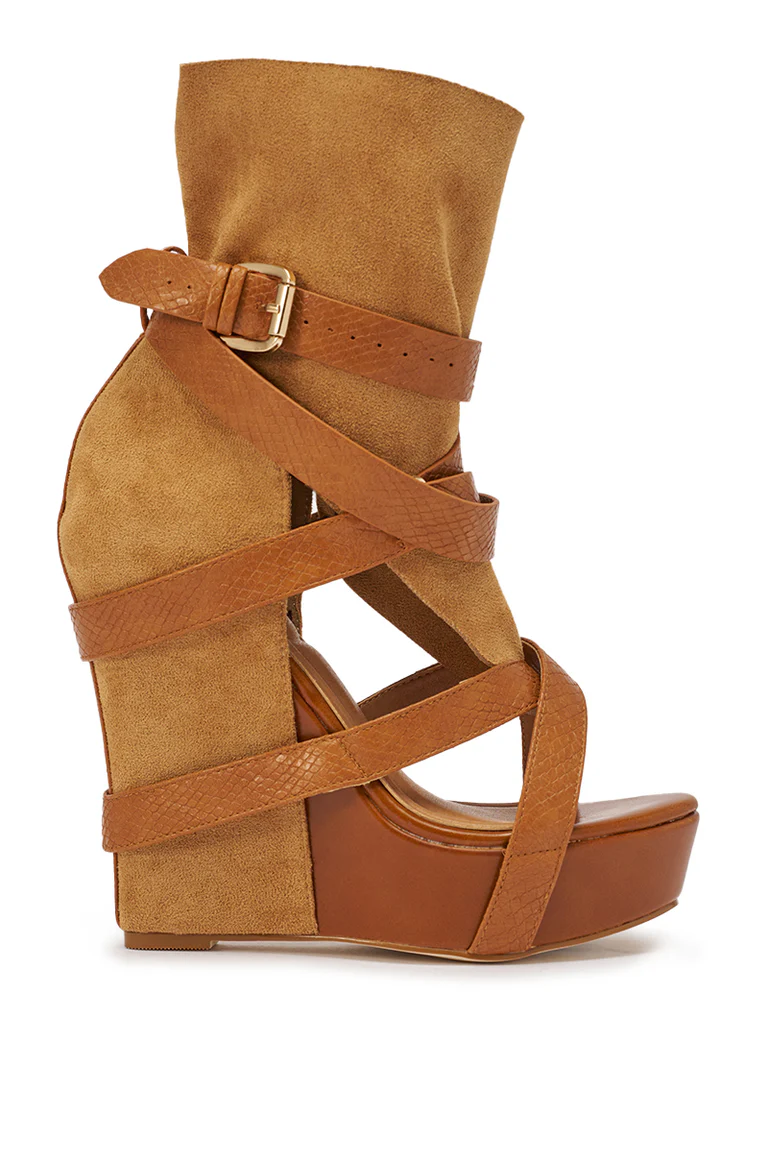Faux Suede Wedge Sandals