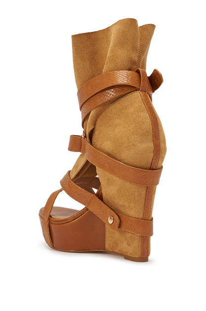 Faux Suede Wedge Sandals