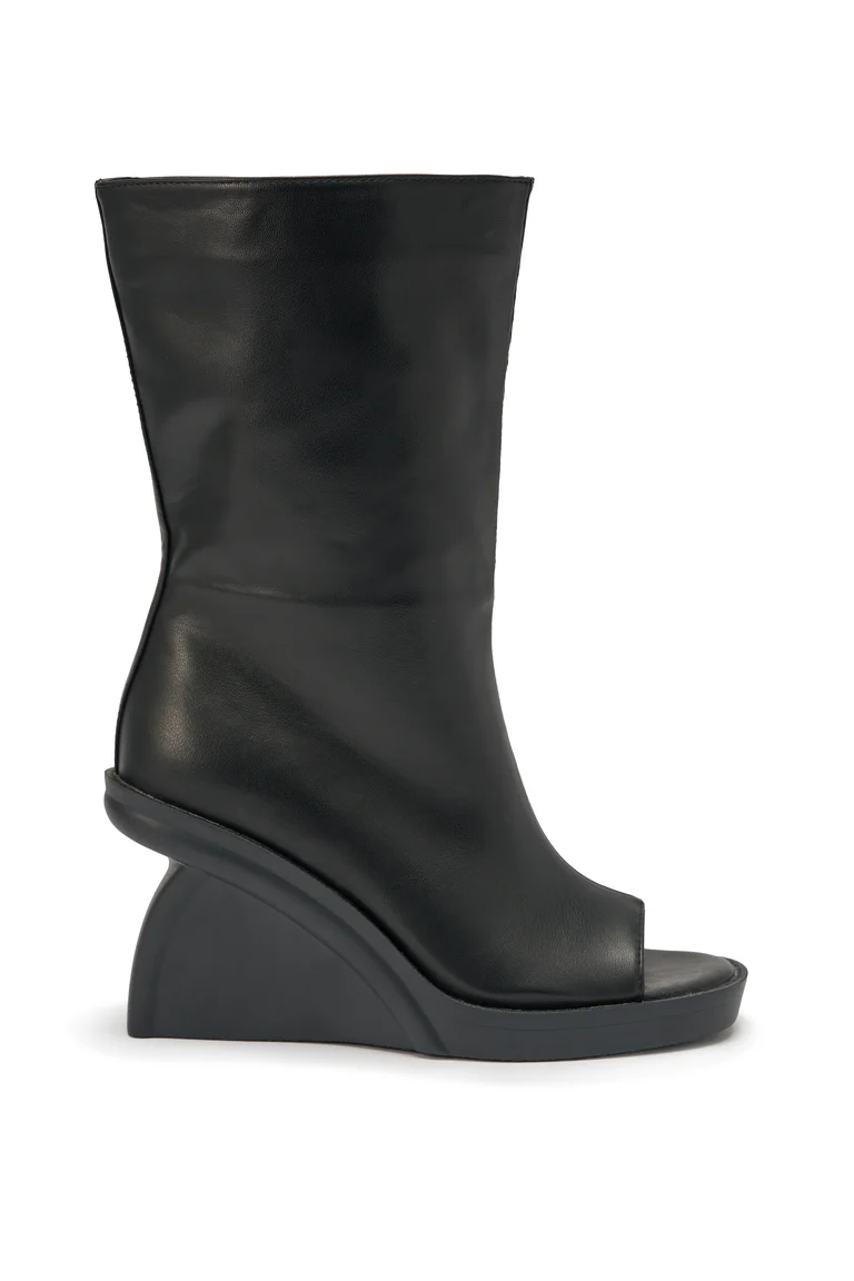 Faux Leather Wedge Ankle Boots