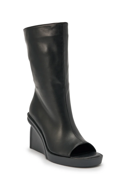 Faux Leather Wedge Ankle Boots