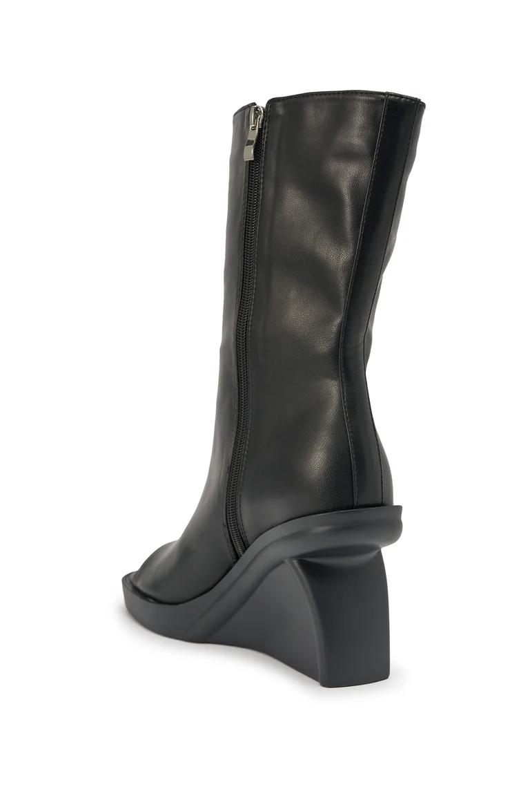 Faux Leather Wedge Ankle Boots