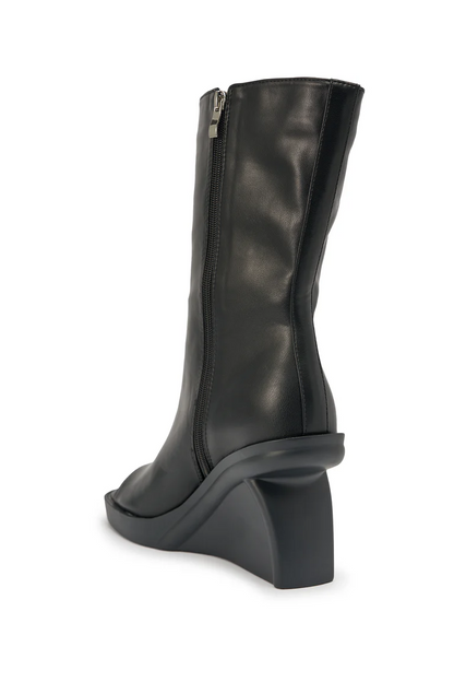 Faux Leather Wedge Ankle Boots