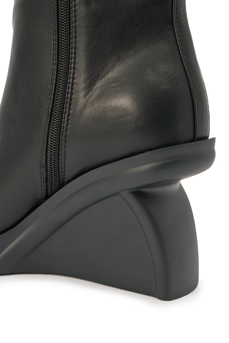 Faux Leather Wedge Ankle Boots