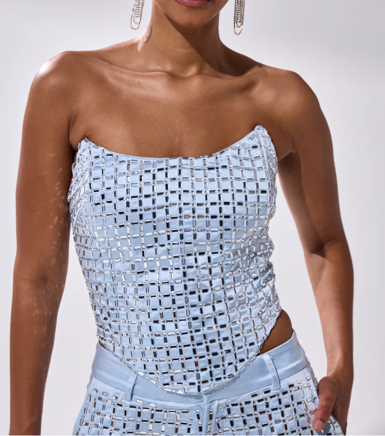 Embellished Satin Rhinestone Corset