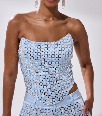 Embellished Satin Rhinestone Corset
