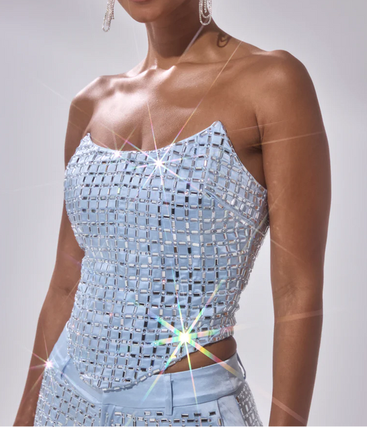 Embellished Satin Rhinestone Corset