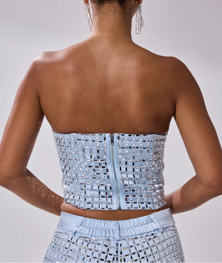 Embellished Satin Rhinestone Corset