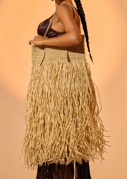 ST Bartz Shaggy Straw Tote Bag