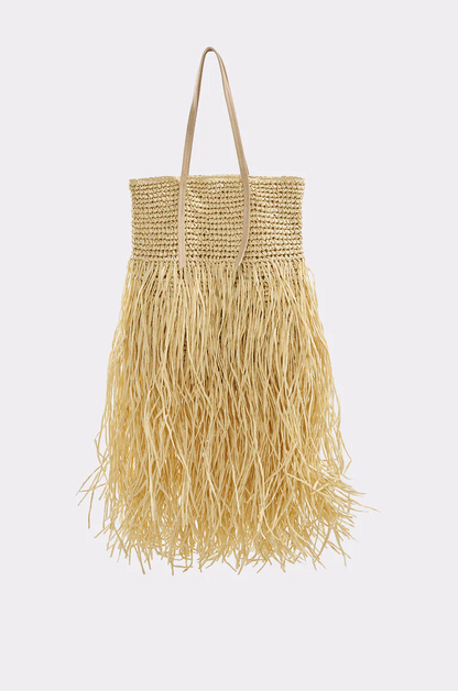 ST Bartz Shaggy Straw Tote Bag