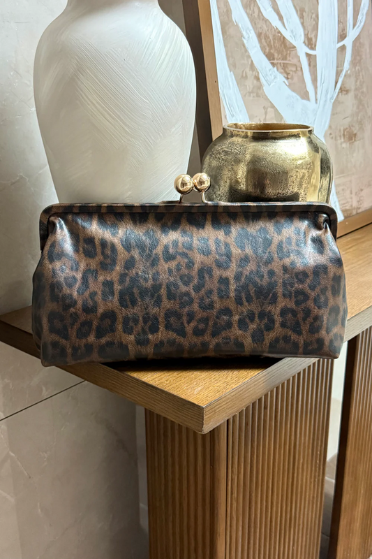 Sade Leopard Print Kisslock Clutch