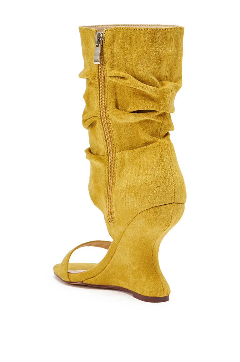 Mustard Wedge Open Toe Bootie