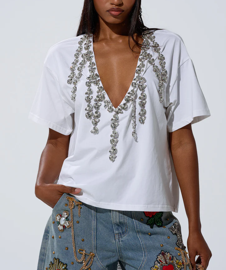 Too Deep Rhinestone Tee