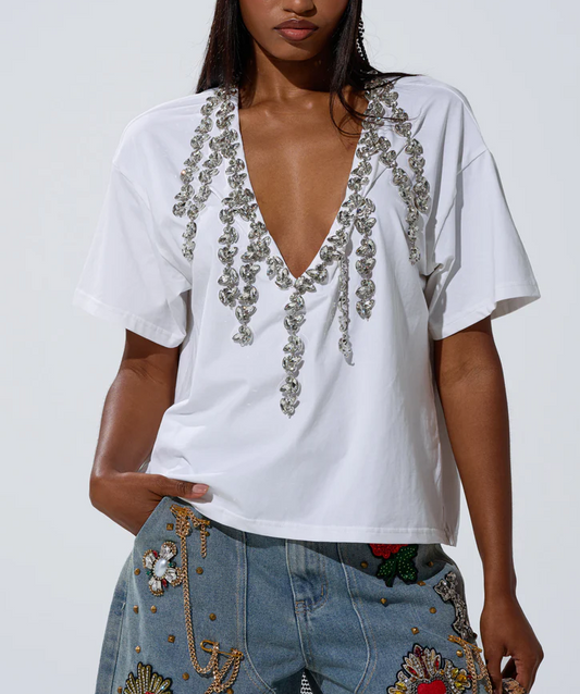Too Deep Rhinestone Tee