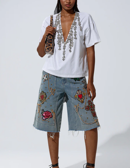 Too Deep Rhinestone Tee