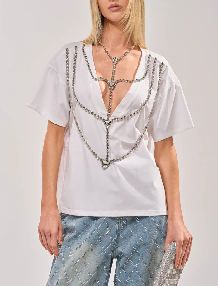 Diamonds Dancing Rhinestone Detail Tee