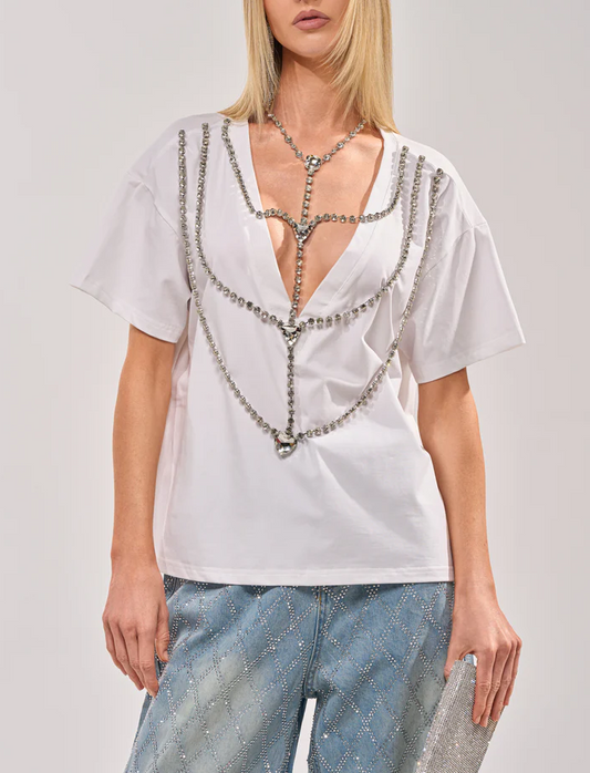 Diamonds Dancing Rhinestone Detail Tee