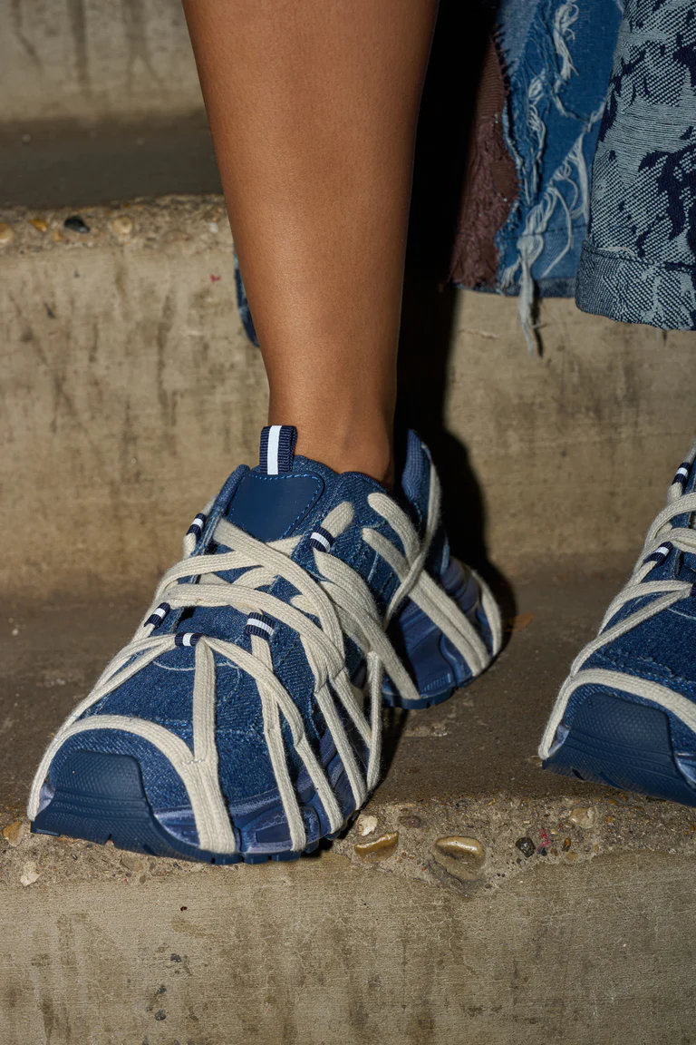Denim And Lace Detail Sneakers