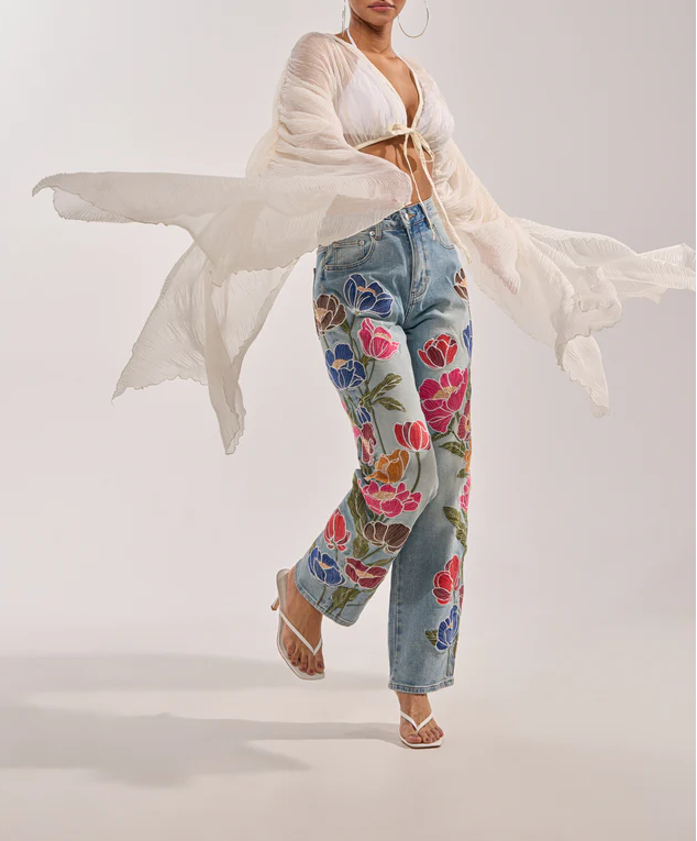 Fly Away Chiffon Blouse & Linen Pleated Maxi Skirt