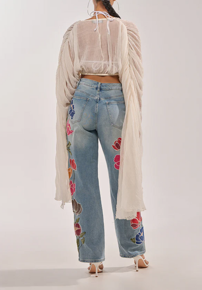 Fly Away Chiffon Blouse & Linen Pleated Maxi Skirt