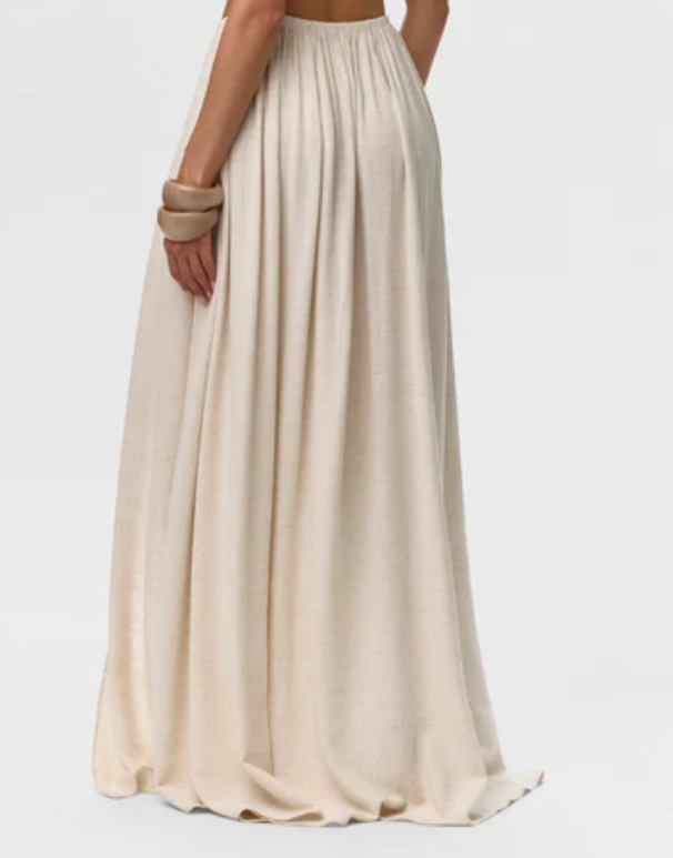 Fly Away Chiffon Blouse & Linen Pleated Maxi Skirt