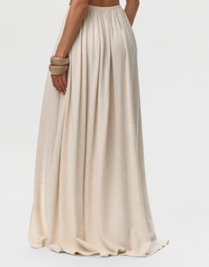 Fly Away Chiffon Blouse & Linen Pleated Maxi Skirt