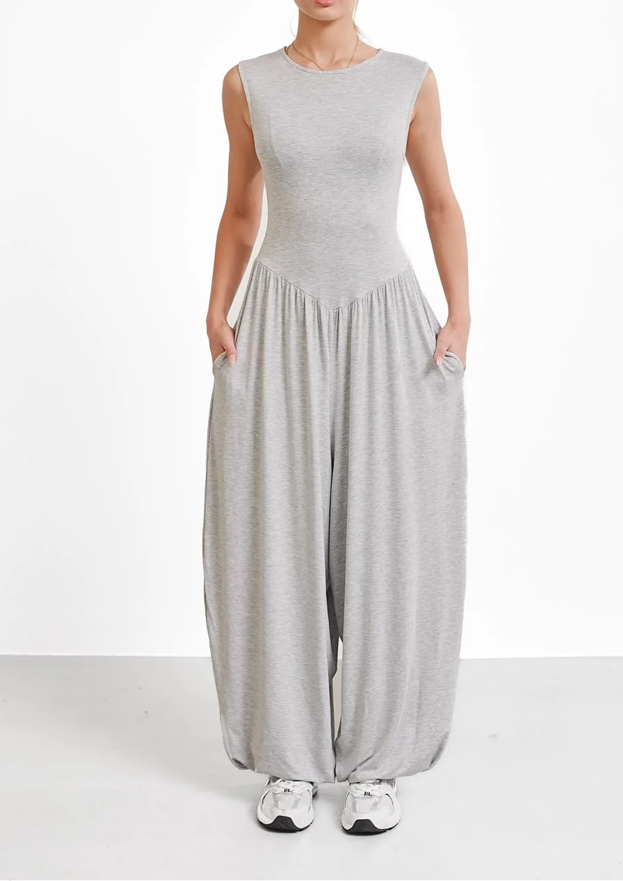 Sleeveless Multi-Colored Lantern Jumpsuit