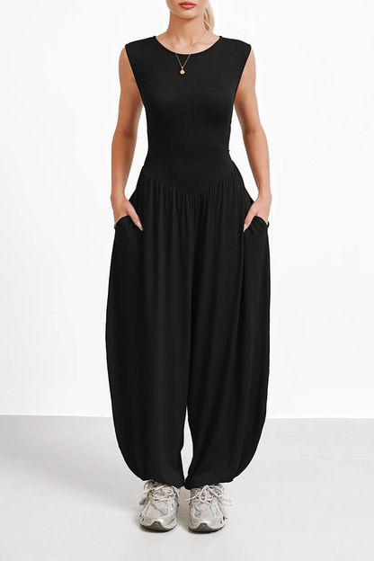 Sleeveless Multi-Colored Lantern Jumpsuit