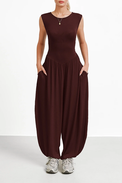 Sleeveless Multi-Colored Lantern Jumpsuit