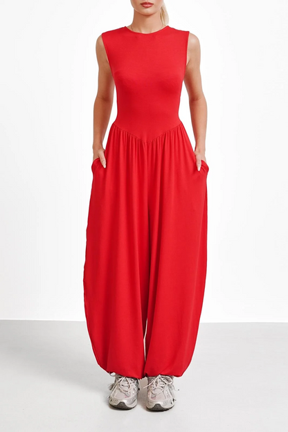 Sleeveless Multi-Colored Lantern Jumpsuit