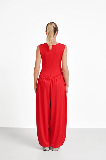 Sleeveless Multi-Colored Lantern Jumpsuit