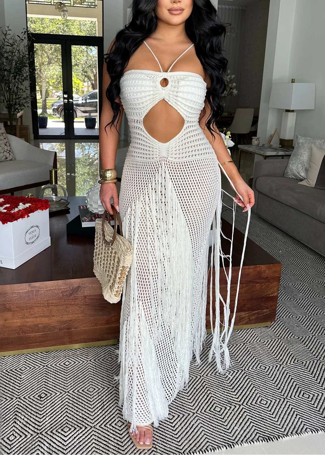 Crochet Openwork Beach Cover
