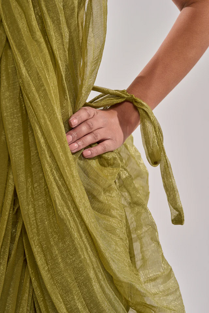 Design-Conscious Pleated Mesh Slip Dress