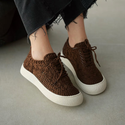 Flyknit Round Toe Flat Soft Sole Slip-On Casual Shoes