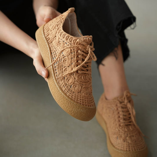 Flyknit Round Toe Flat Soft Sole Slip-On Casual Shoes
