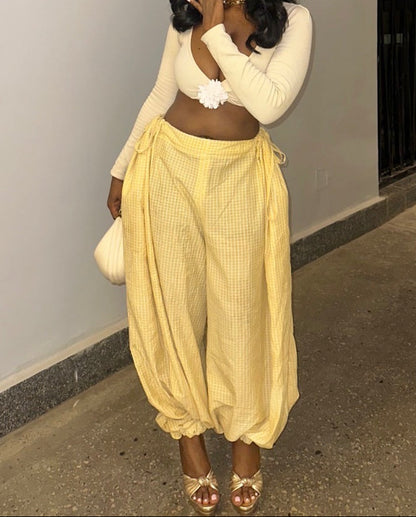 Elastic Waistband Summer Lantern Pants